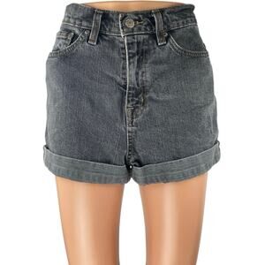 Urban Outfitters BDG Black Washed High Rise Cuffed Denim Jean Shorts Size 26